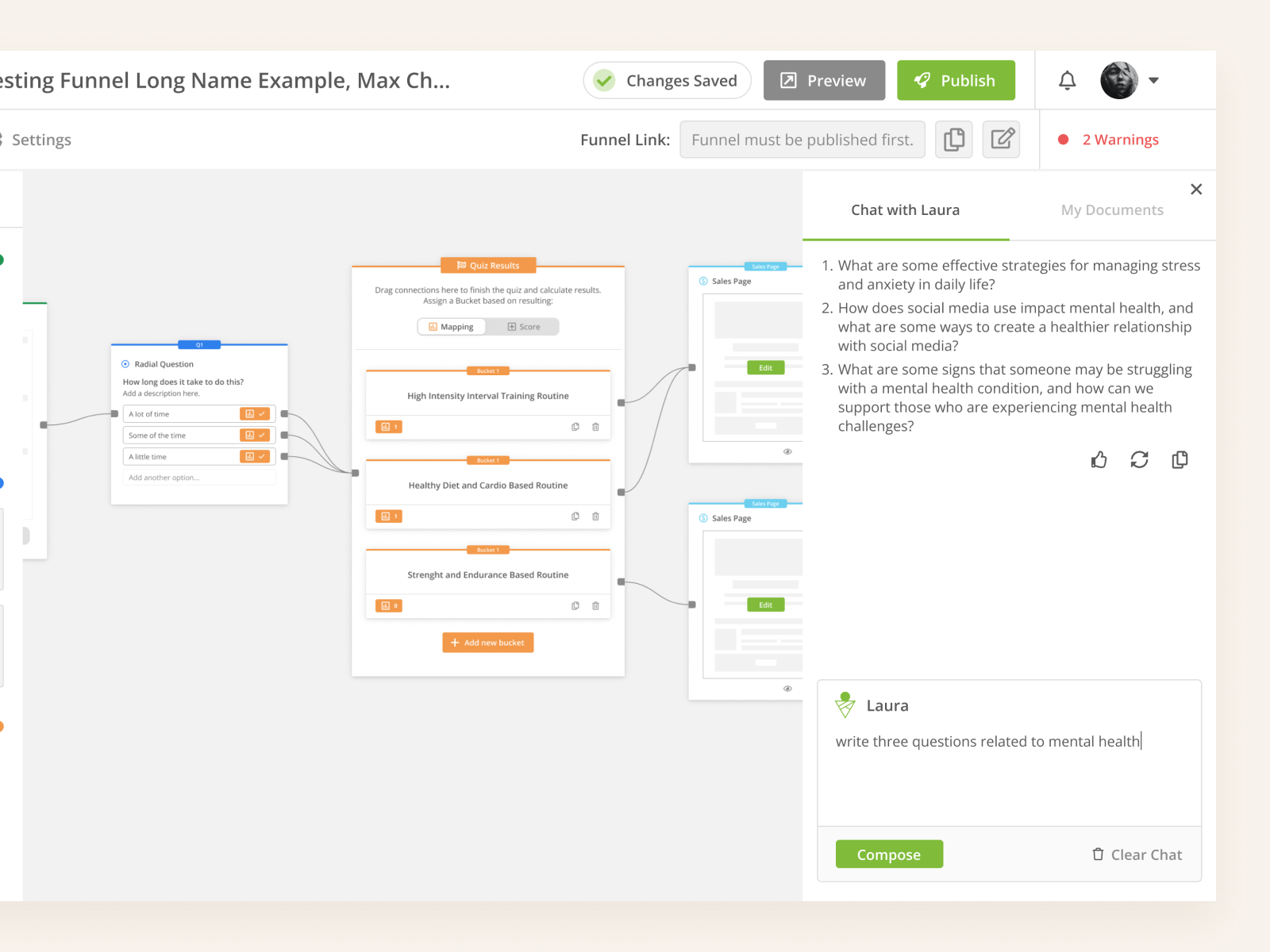 AI-Powered Funnel Builder Interface