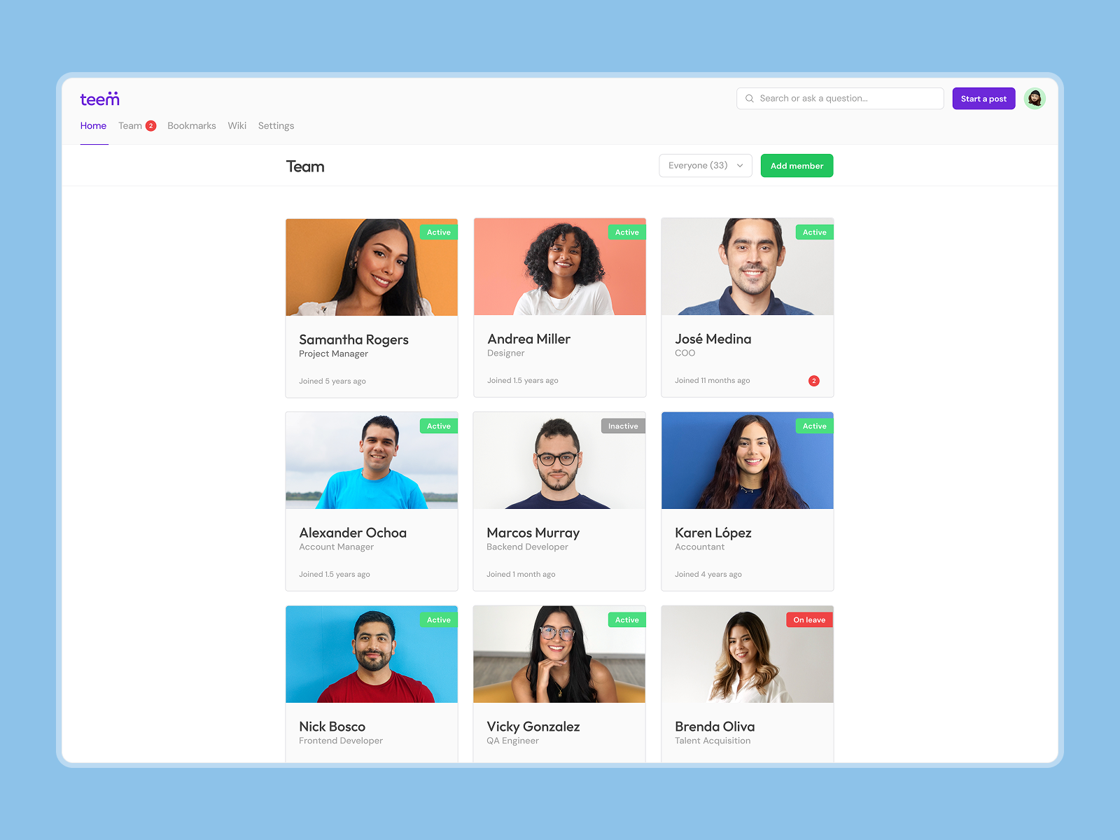 Teem AI-powered HR interface