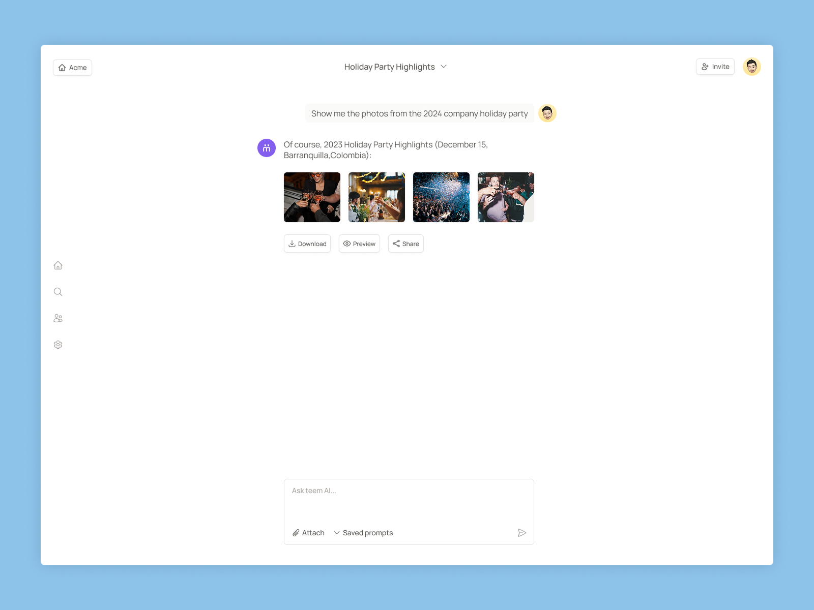 Teem conversational interface